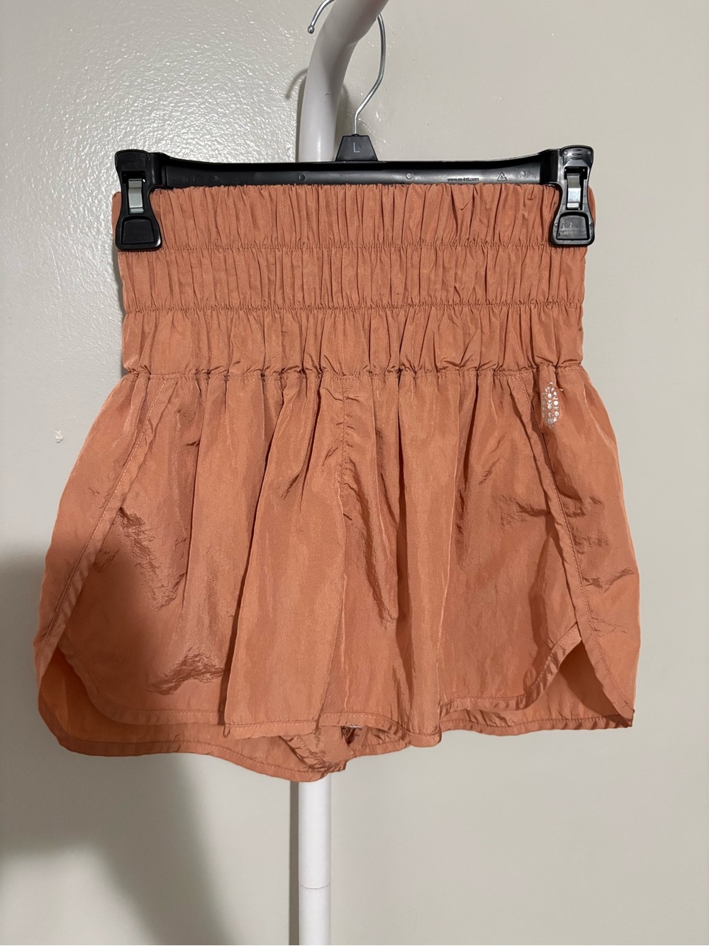 FP Movement by Free People High-Waist Smocked Rust-Orange Shorts